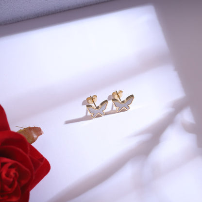 Gold Butterfly & Bar Necklace Set - Dainty Multi-Layered Jewelry with Butterfly Earrings