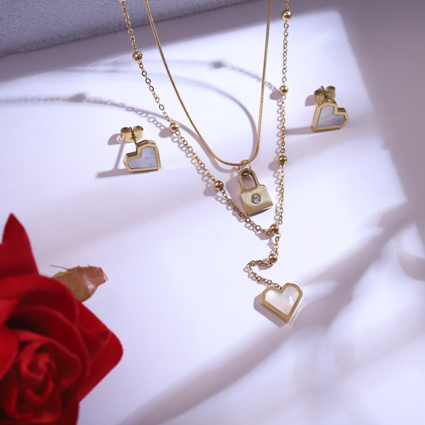 Elegant Love Lock & Heart Charm Set