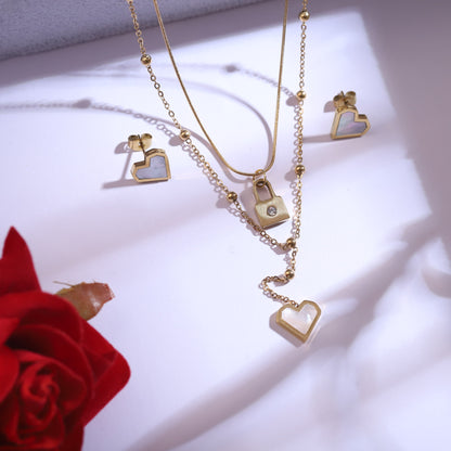 Elegant Love Lock & Heart Charm Set