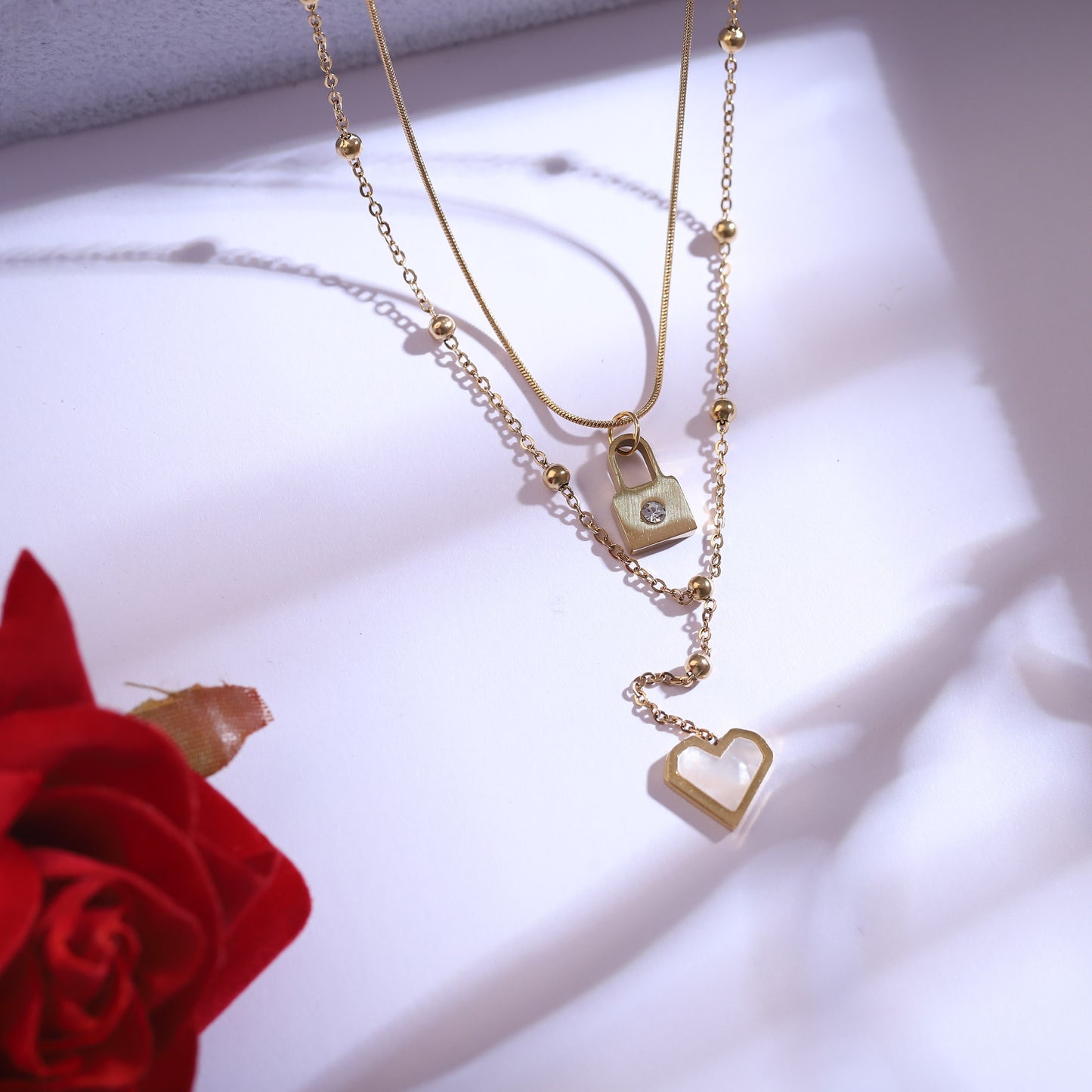 Elegant Love Lock & Heart Charm Set