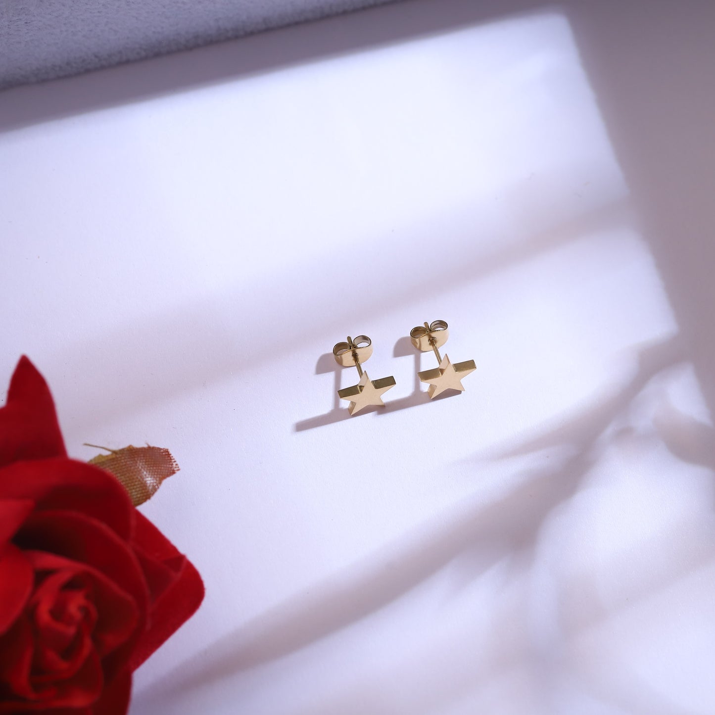 Dainty Gold Tone Star Charm Necklace & Studs | Waterproof Anti-Tarnish Set