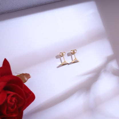 Gold Geometric Necklace Set - Triangle Bar Pendant & Stud Earrings