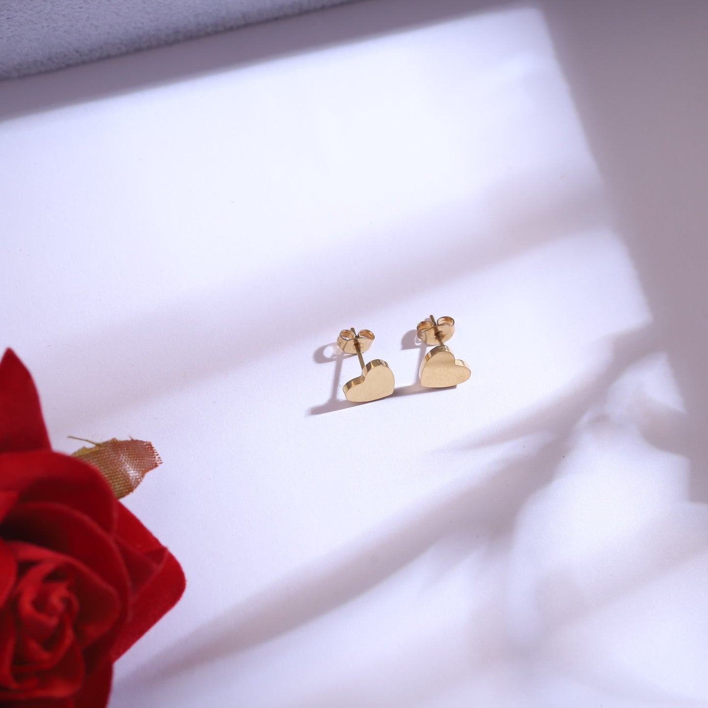 Gold Heart Evil Eye Necklace & Stud Earring Set - Dainty Protection Jewelry