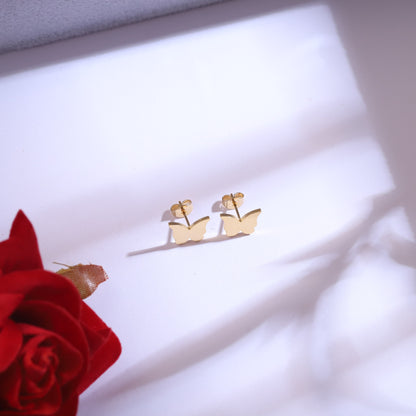 Golden Butterfly & Colorful Gemstone Layered Necklace Set with Butterfly Earrings