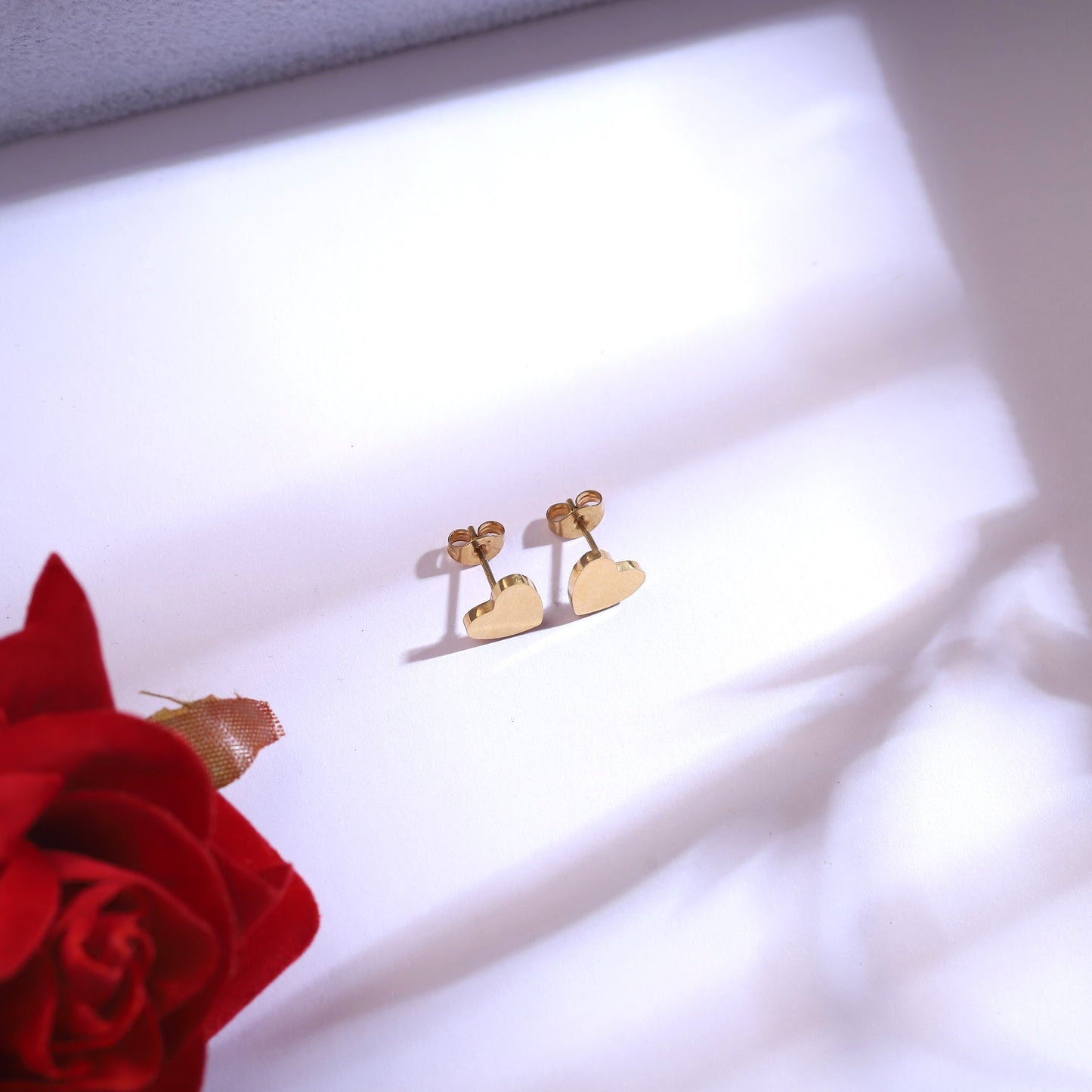 Golden Interlocking Heart Layered Necklace Set with Heart Stud Earrings - Love Jewelry