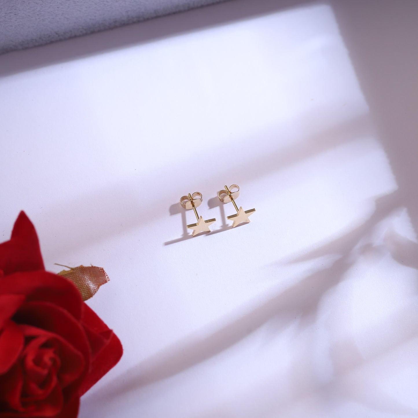 Golden Geometric & Star Layered Necklace Set with Star Stud Earrings