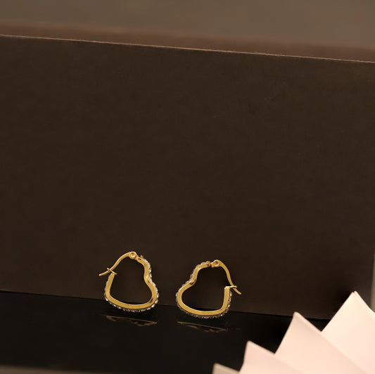 Small Gold Heart Hoop Earrings - Delicate Love Heart Hoops