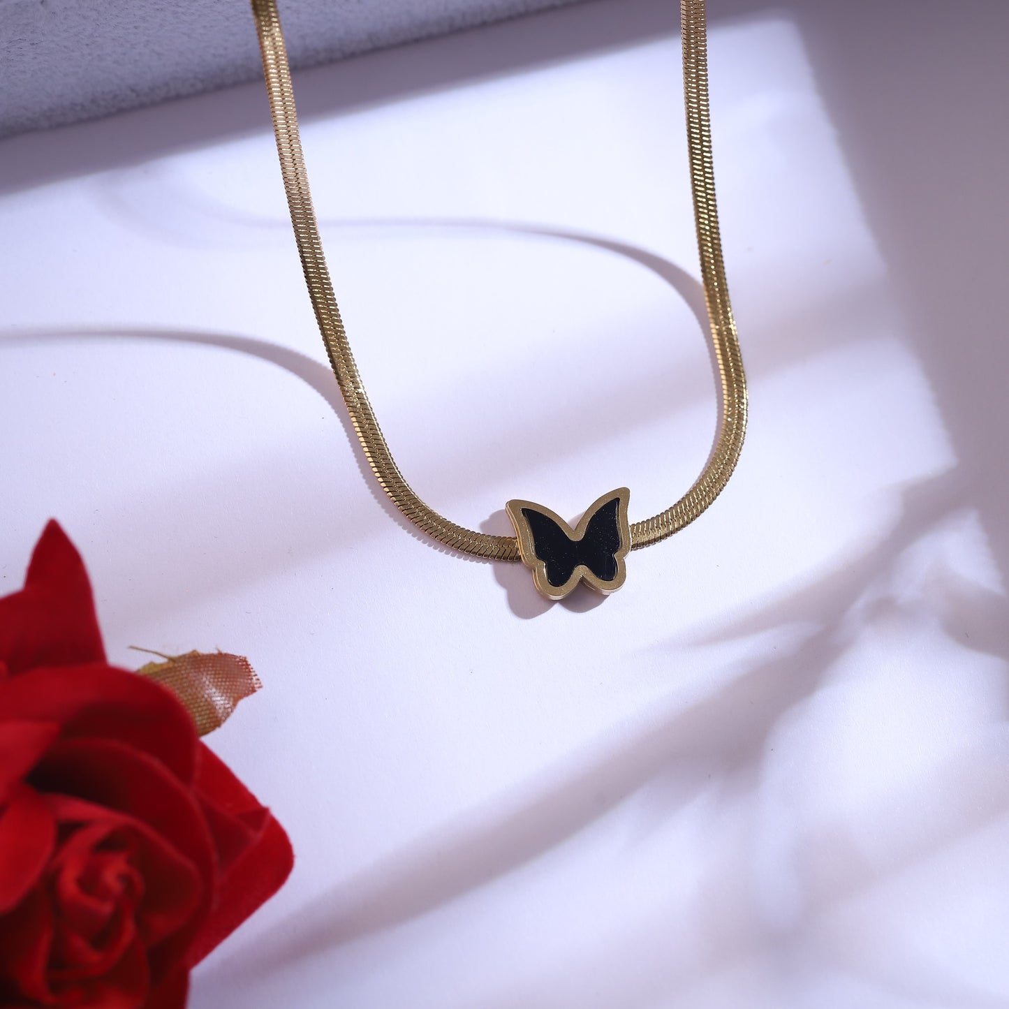 Elegant Butterfly Jewelry Set - Gold Necklace & Earrings