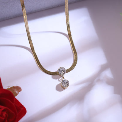 Sparkling Crystal Jewelry Set - Gold Necklace & Stud Earrings