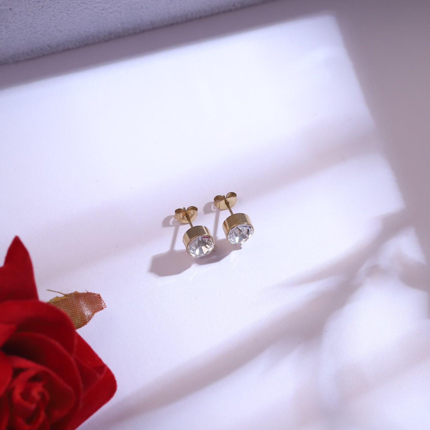 Gold Clover Necklace & Stud Earrings Set - Dainty CZ Jewelry Gift