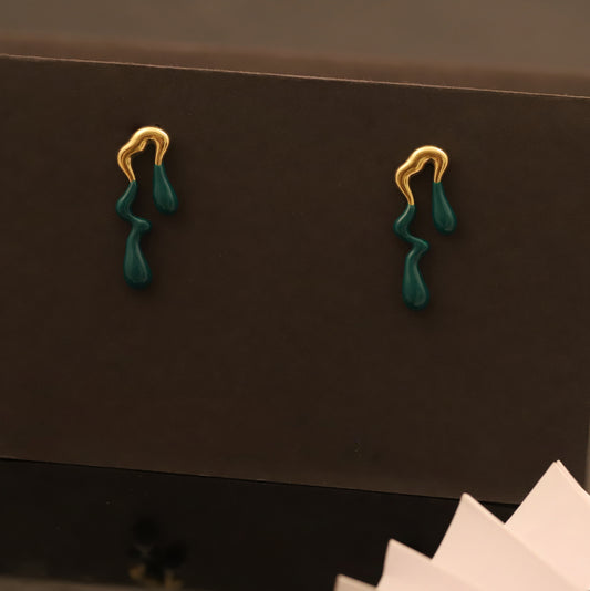 Drip Enamel Stud Earrings - Modern Abstract Colorful Jewelry