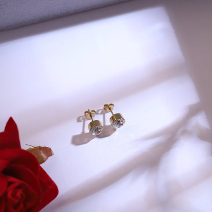 Gold Star Charm Necklace with CZ & Matching Stud Earrings Set