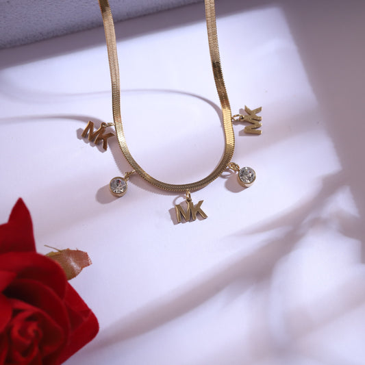 Michael Kors MK Logo Gold-Tone Necklace & Earring Set | Dangle Crystals