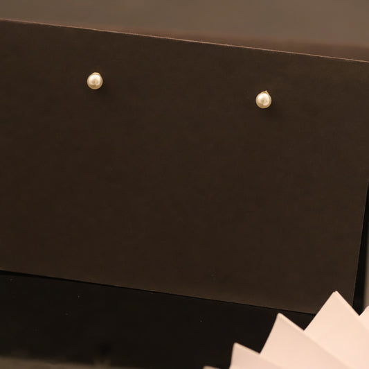 Pearl Arc Stud Earrings with Chain Dangles - Elegant Gold and Pearl Jewelry