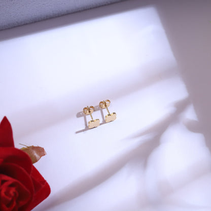Golden Serpent Chain Necklace & Stud Earrings Set | Elegant Clover Charm Jewelry