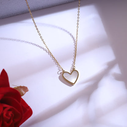 Gold Heart Mother of Pearl Necklace & Earring Set | Love Jewelry Gift