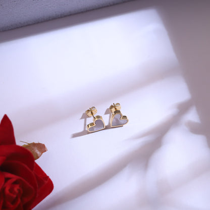Gold Heart Mother of Pearl Necklace & Earring Set | Love Jewelry Gift