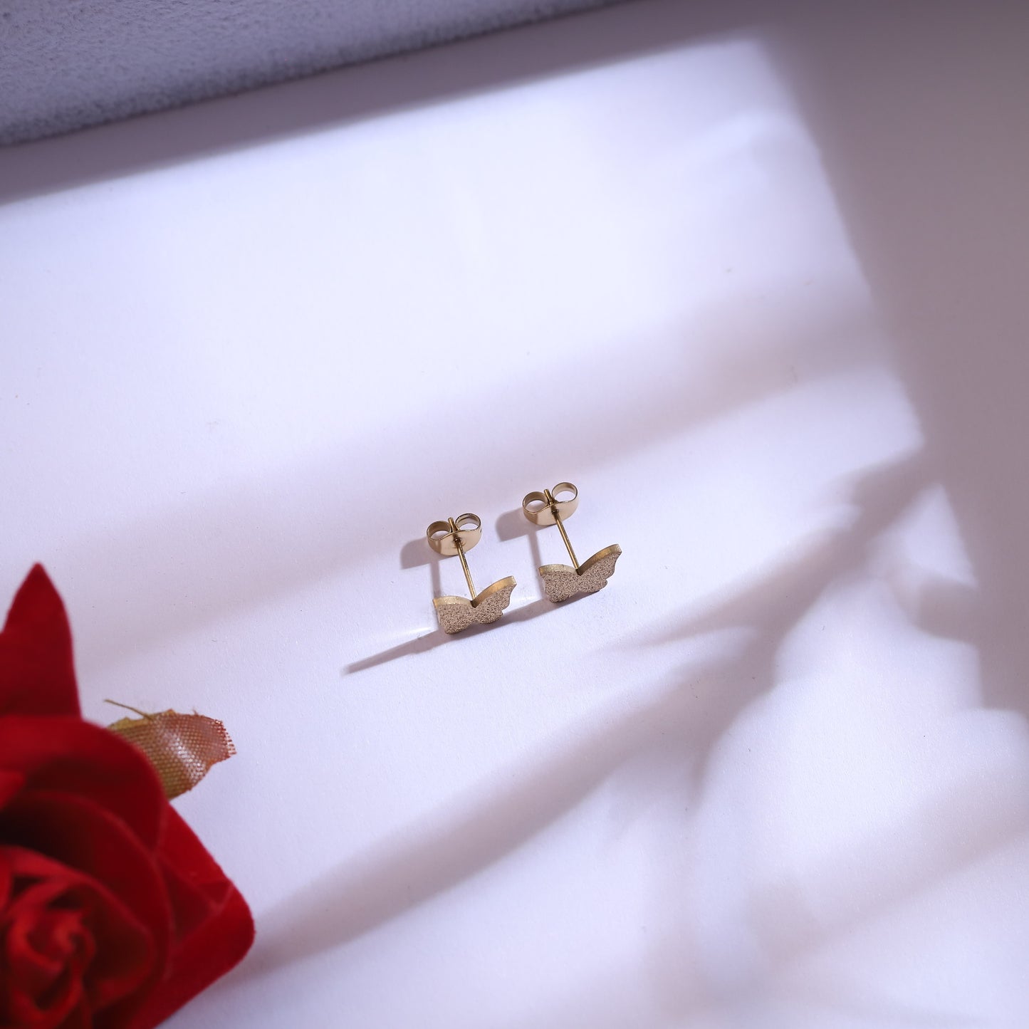 Cascading Gold Butterfly Necklace & Stud Earrings Set | Textured & Polished Finish Jewelry