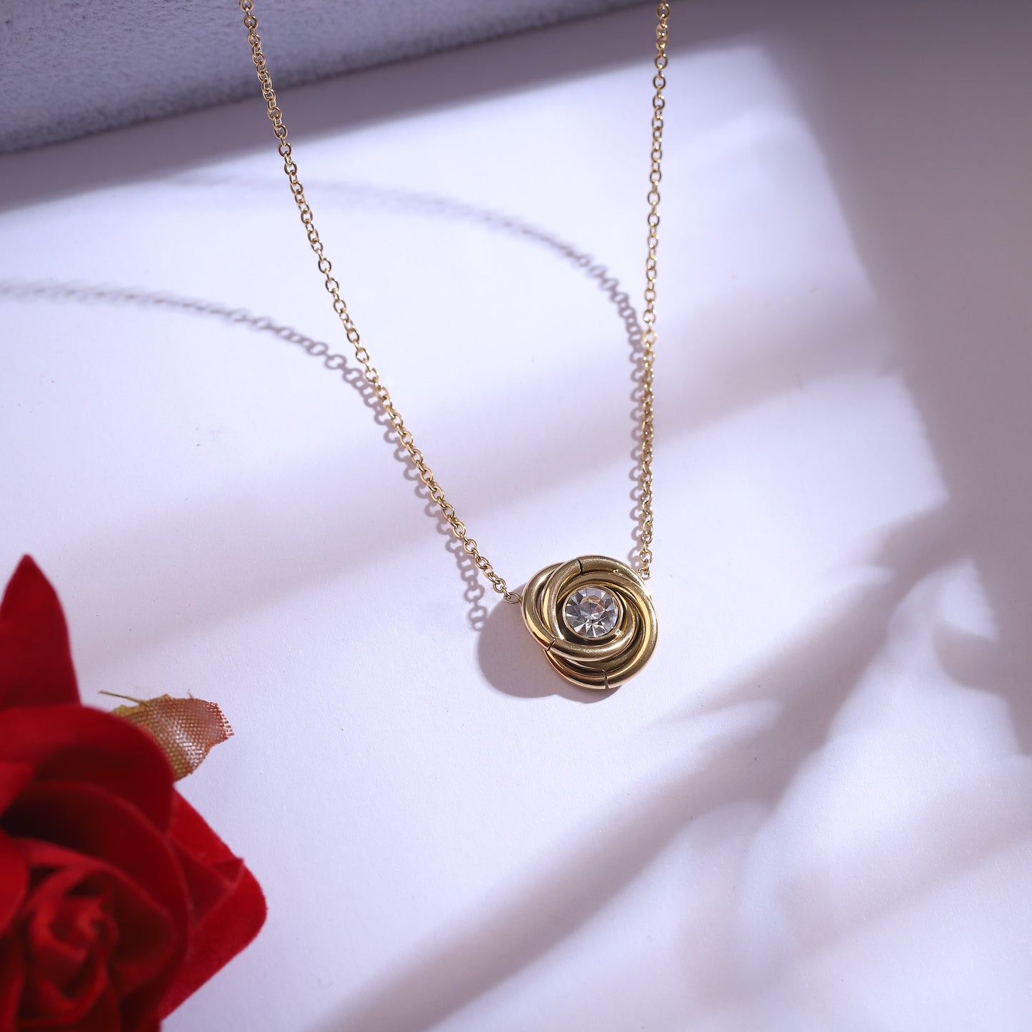 Elegant Rose Gold-Tone Jewelry Set | Crystal Embellished Necklace, Bracelet & Earrings