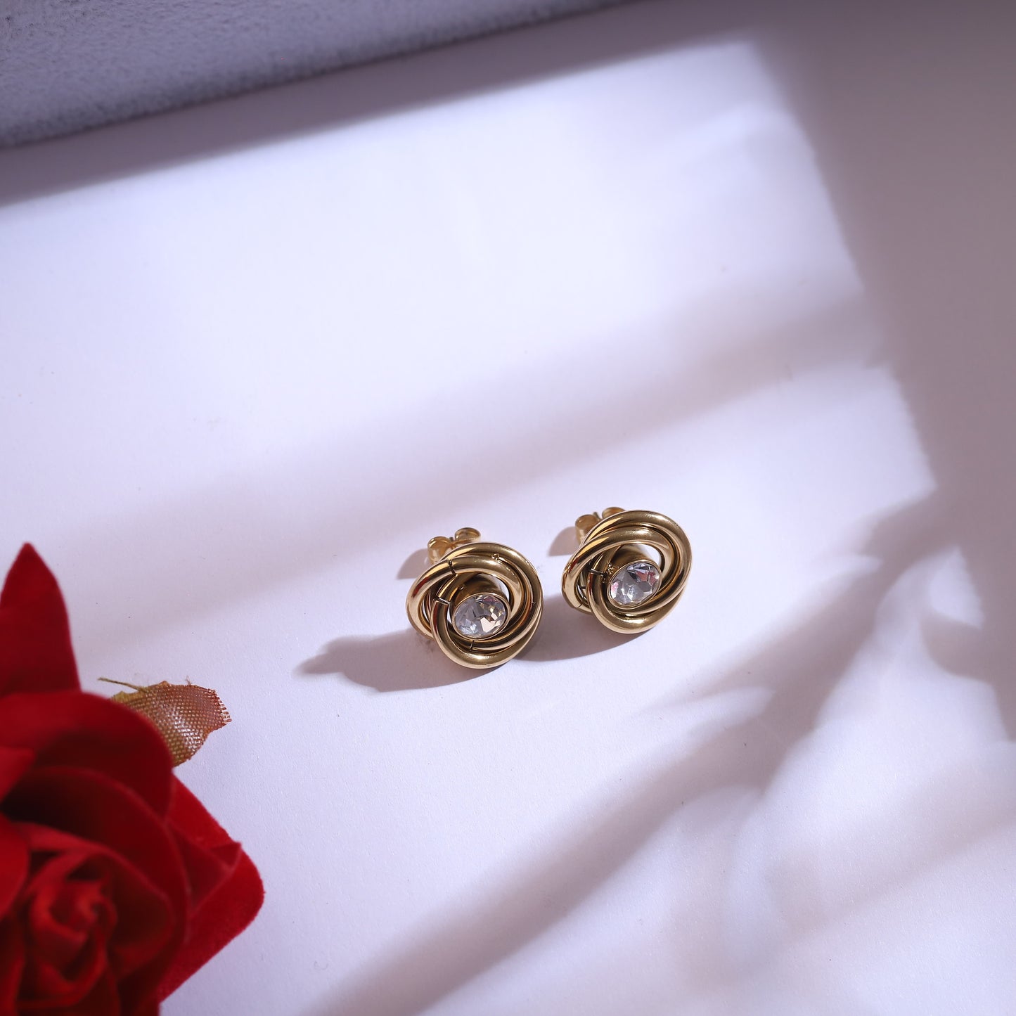 Elegant Rose Gold-Tone Jewelry Set | Crystal Embellished Necklace, Bracelet & Earrings