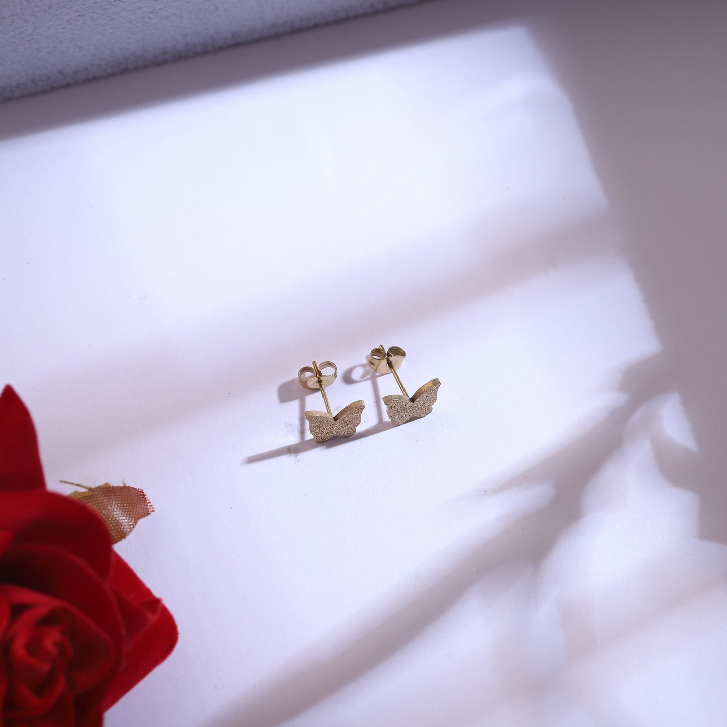 Delicate Gold Butterfly Necklace & Pearl Drop Earring Set | Elegant Charm Jewelry Gift