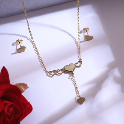 Gold Heart Necklace & Earring Set | Delicate Love Inspired Jewelry Gift for Her
