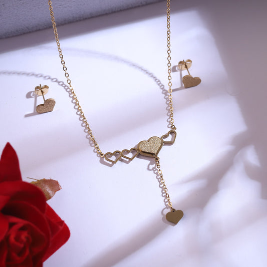 Gold Heart Necklace & Earring Set | Delicate Love Inspired Jewelry Gift for Her