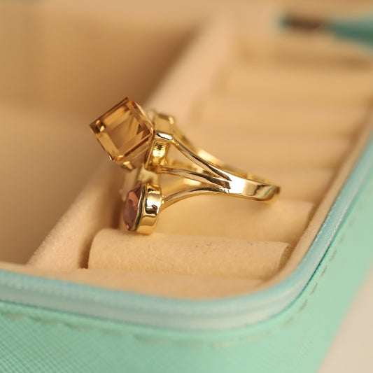 Gold Multi-Stone Bypass Ring