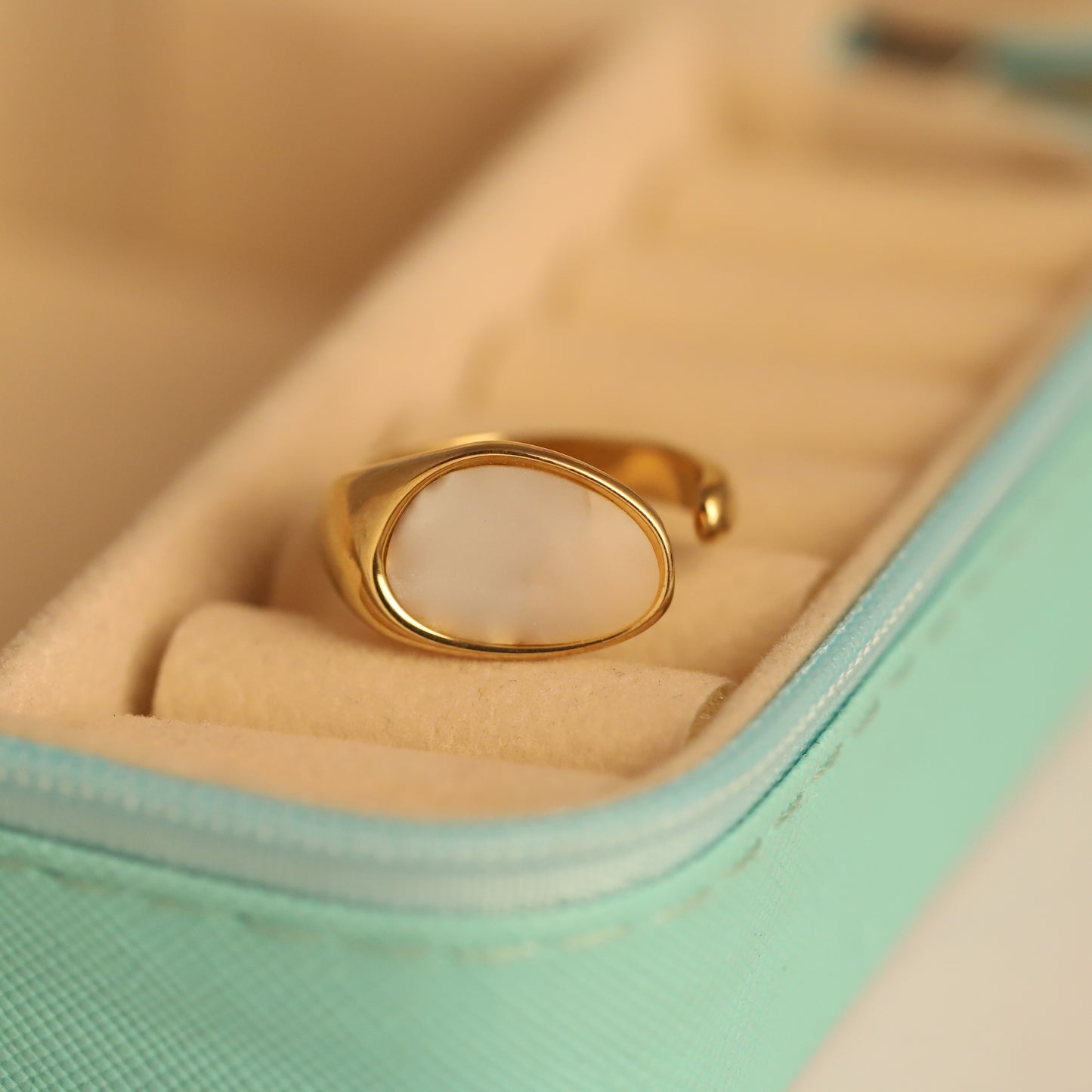 Gold Oval Mother of Pearl Ring