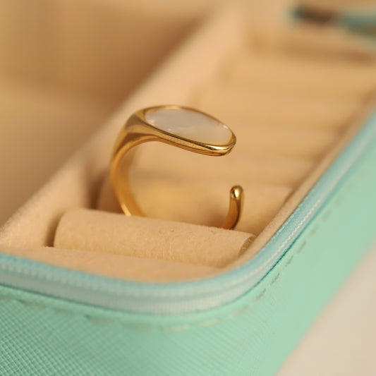 Gold Oval Mother of Pearl Ring