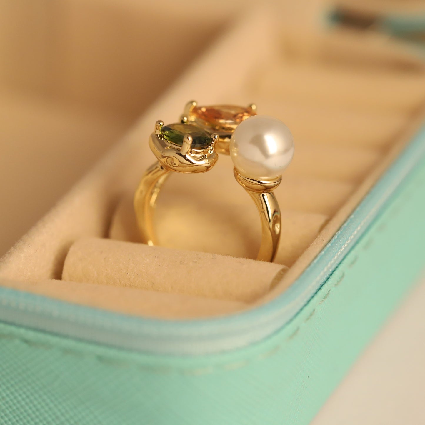 Pearl & Gemstone Bypass Ring