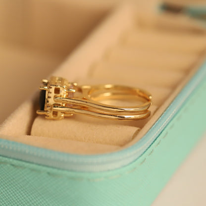 Glamorous Stone & Diamond Gold Ring