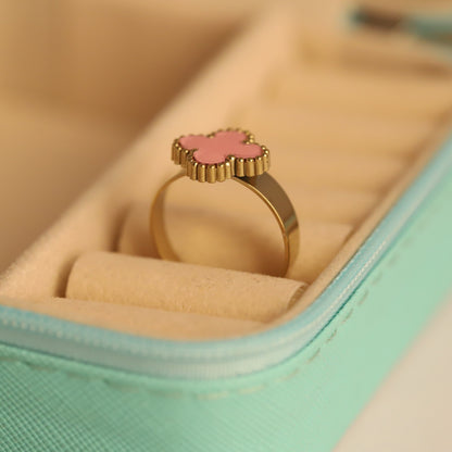 Pink Clover Ring Gold