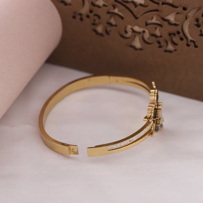 22K Gold Plated Stainless Steel Double Butterfly Kada Bracelet | Anti-Tarnish & Adjustable