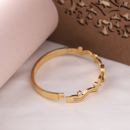 Gold Plated Stainless Steel Evil Eye Kada Bracelet