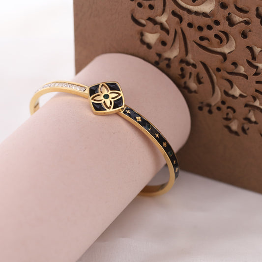 22K Gold Plated Stainless Steel Kada Bracelet for Women | Anti-Tarnish & Adjustable