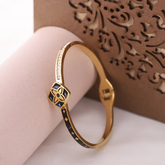 22K Gold Plated Stainless Steel Kada Bracelet for Women | Anti-Tarnish & Adjustable