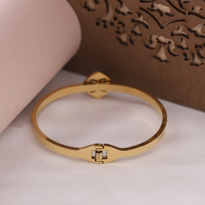 22K Gold Plated Stainless Steel Kada Bracelet for Women | Anti-Tarnish & Adjustable