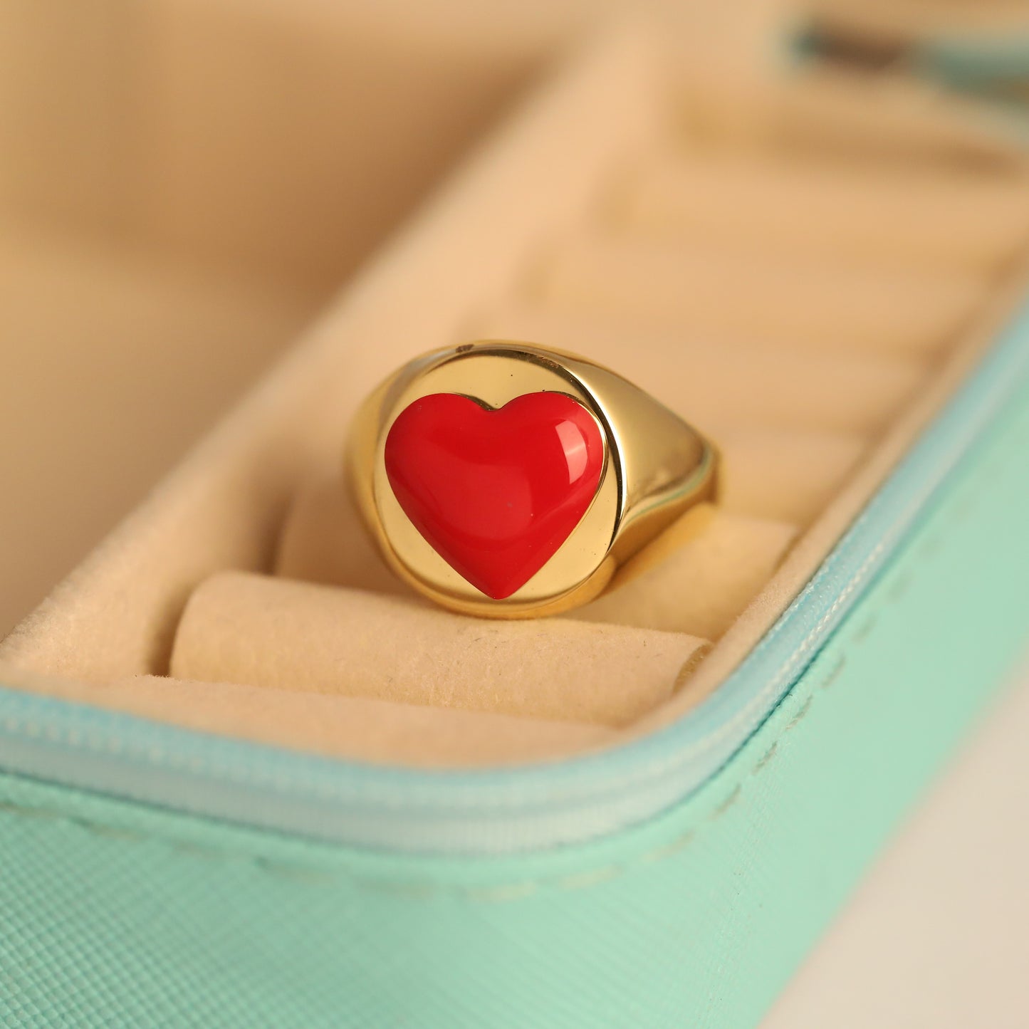 Gold Red Stone Signet Ring