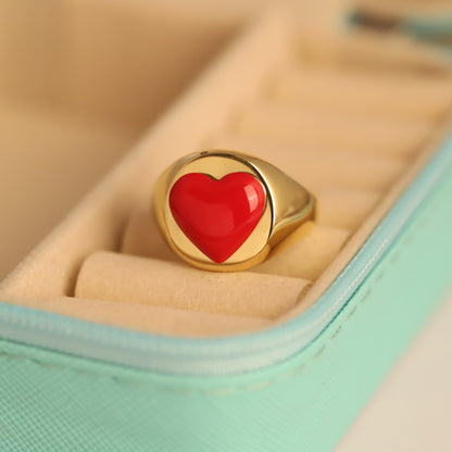 Gold Red Stone Signet Ring