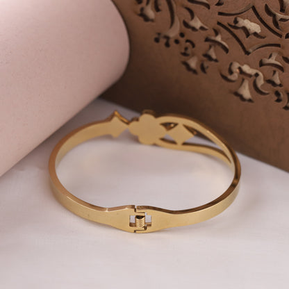 Anti-Tarnish Rose Gold Bangle with Black & Crystal Details | Fashion Bracelet