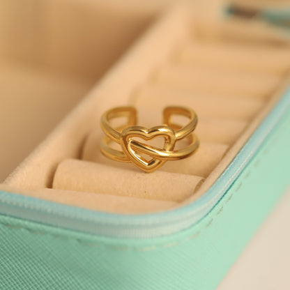 22K Gold Plated Open Heart Knot Ring