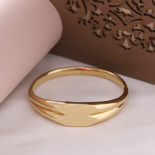 Gold Plated Broad Surface Kada Bracelet
