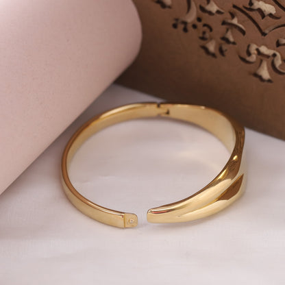 Gold Plated Broad Surface Kada Bracelet