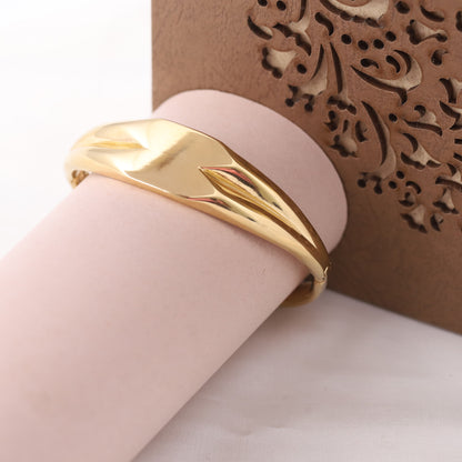 Gold Plated Broad Surface Kada Bracelet