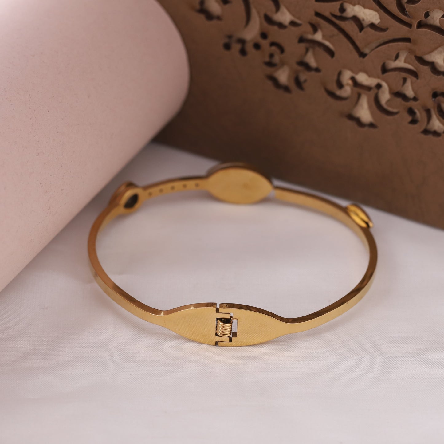 Gold Plated Evil Eye & AD Kada Bracelet