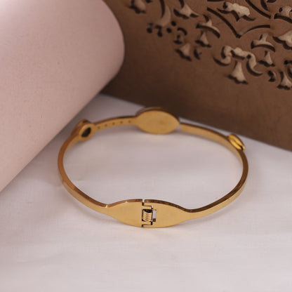 Gold Plated Evil Eye & AD Kada Bracelet
