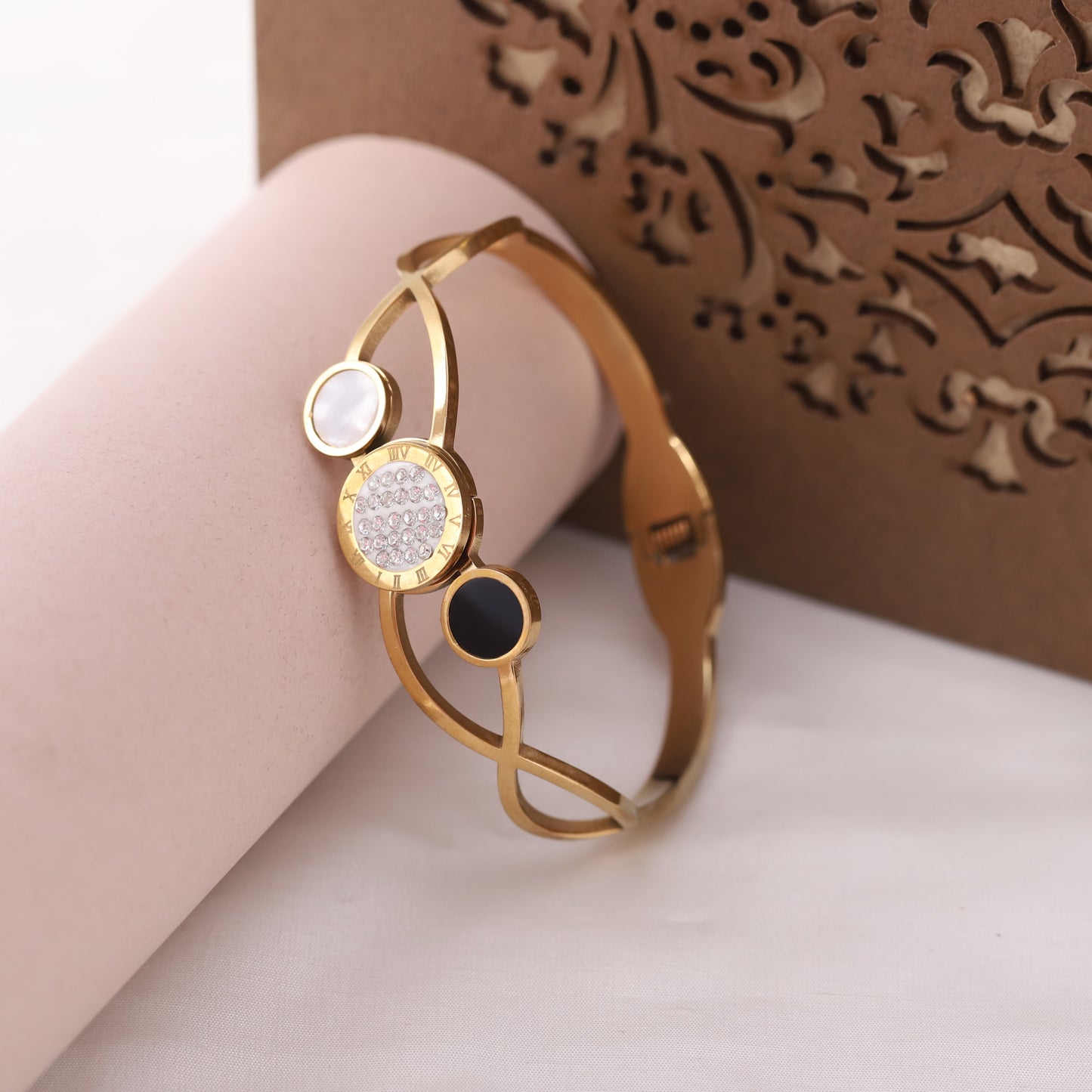 Gold Plated AD Diamond Kada Bracelet