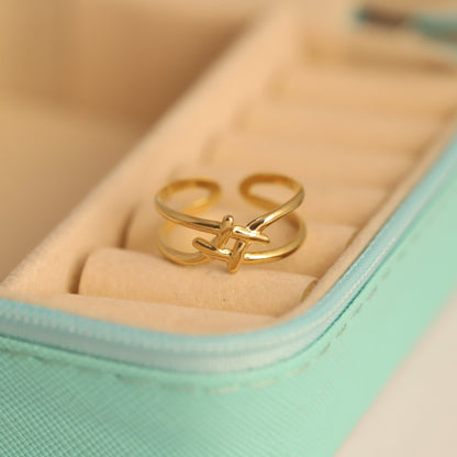 Modern Gold Tone Adjustable Band Ring