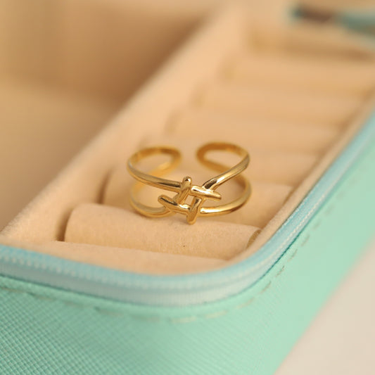 Modern Gold Tone Adjustable Band Ring